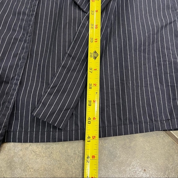 90 Spiegel Black Stripe Ruffle Collar Wrap Dress Sz 14 Goth Grunge Dark Romantic - Picture 9 of 10